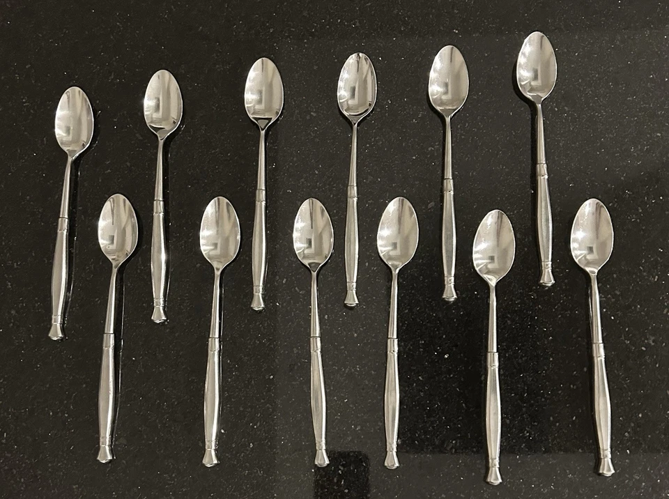 Set of 12 Elegant Oneida ACT I Stainless Heirloom Iced Tea Spoons - Image 2 of 4