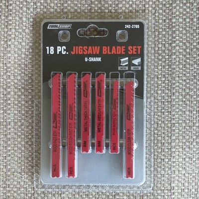 Tool Shop 18 PC Jigsaw Blade Set U-Shank Assorted TPI Wood Metal Bi-Metal HCS