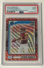 2024 Donruss Optic Preview JAYDEN DANIELS Red Wave #389 PSA 9 Mint Commanders