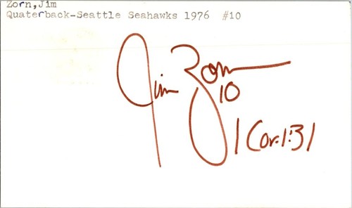 1970's -Jim Zorn- Signed/Autograph/Auto Postcard Seattle Seahawks NFL