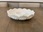 VTG Large Fenton Hobnail White Milk Glass Ashtray or Chip & Dip or Candle Bowl