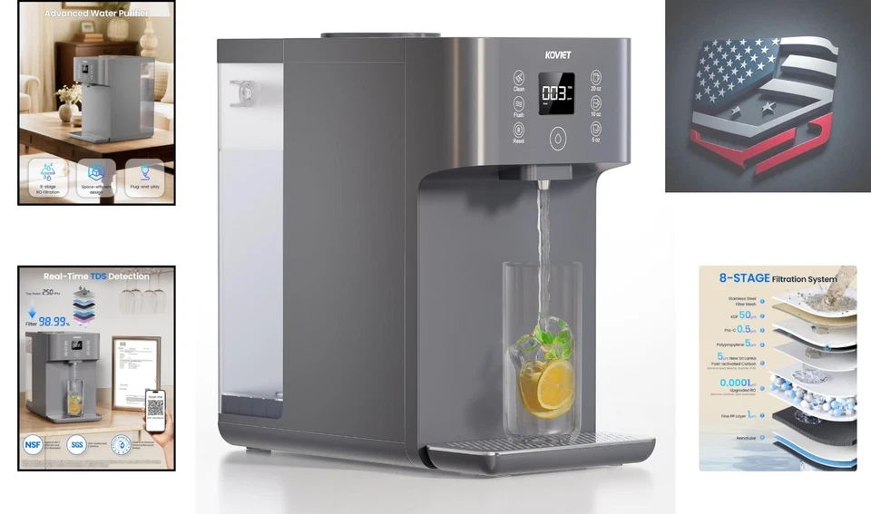 Purificador de agua RO de encimera que ahorra espacio - 4:1 puro para drenar, fácil uso Foto 2 de 4