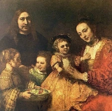 FAMILY PORTRAIT, 1667 REMBRANDT Original Vintage Fine Art 1950’s Print USA Print