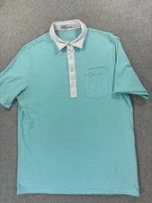 Criquet PLAYERS Striped Short Sleeve Polo Shirt (Men's Large) Blue