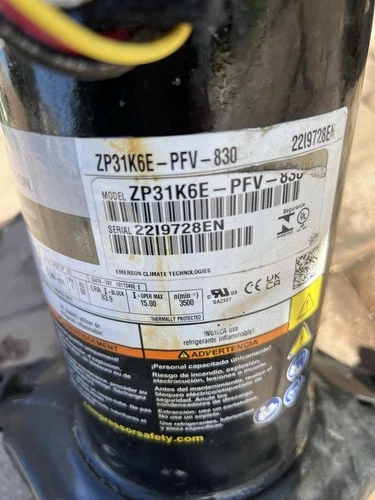 COPELAND SCROLL COMPRESSOR model  ZP31K6E - PFV - 830 year 2022-230v single ph