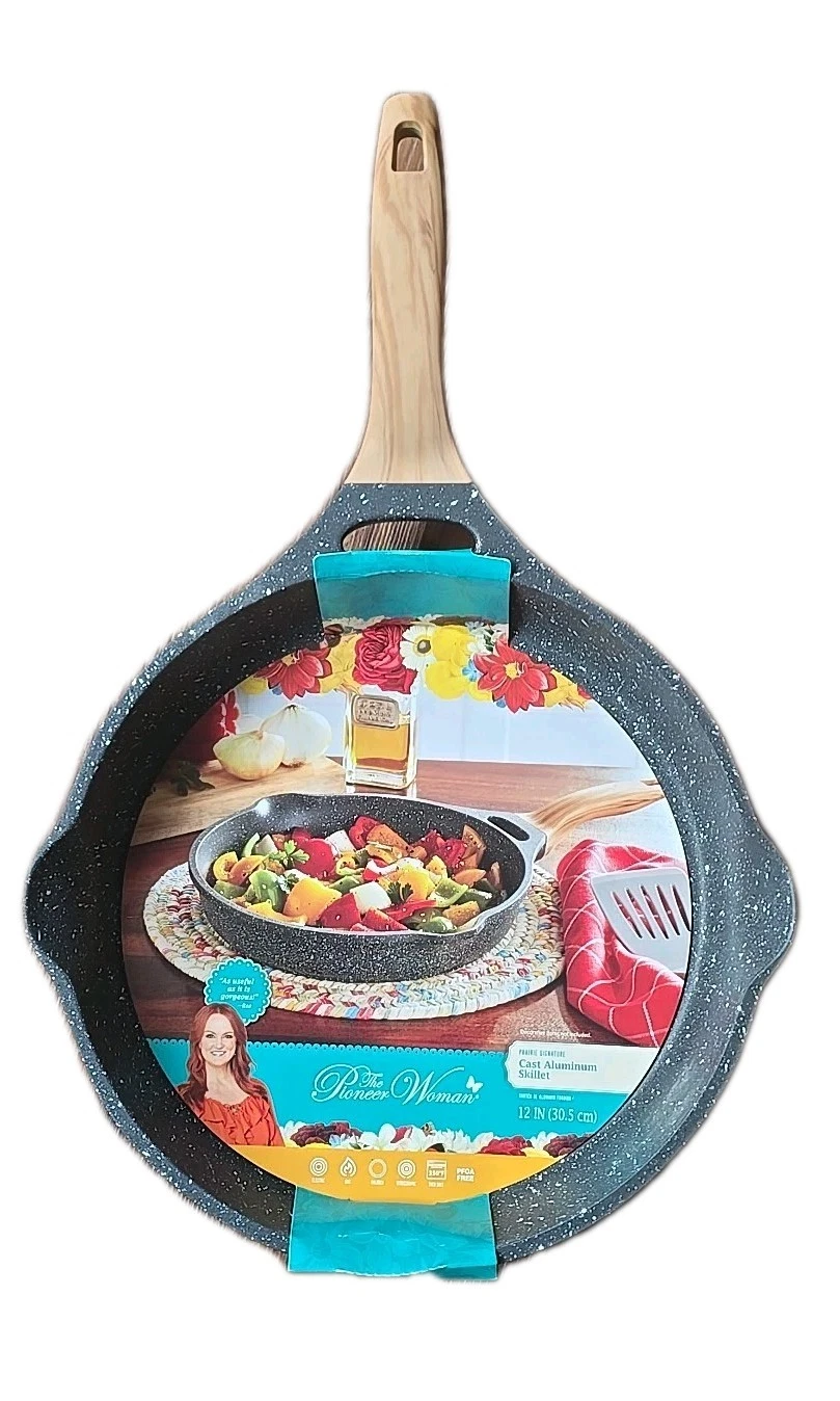 Pioneer Woman ~ Charcoal Speckle ~ 12" Frypan ~ Nonstick ~ Cast Aluminum