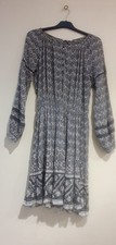NEXT Boho Style Tunic Grey Midi Dress Long Sleeved SIZE 8 Embroidery