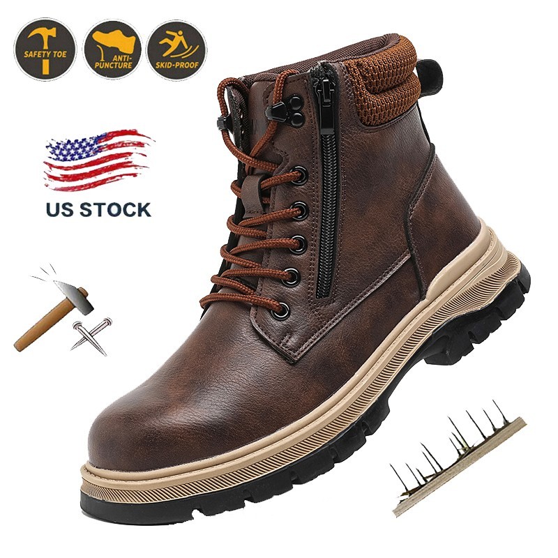 Hombres Mejores Zapatos de Seguridad en el Trabajo Botas con Puntera de Acero Anti-roturas Resistentes al Desgaste Zapatos de Trabajo