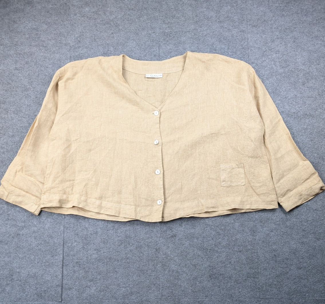 Bryn Walker Linen Blouse Womens Medium Coastal Lagenlook Natural Fiber Minimal