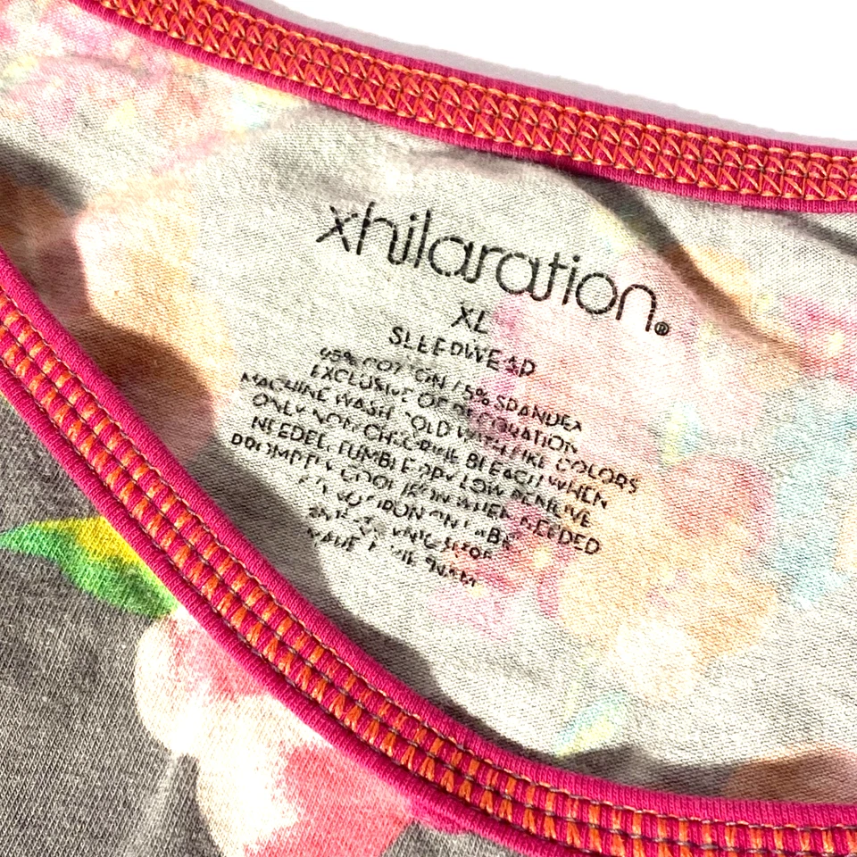 Conjunto de pijama floral vintage anos 90 Y2K Xhilaration XL cinza babydoll conjunto de shorts regata - Imagem 4 de 4