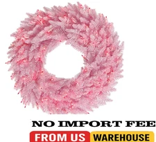 Vickerman 36" Light Pink Fir Artificial Christmas Wreath, Pink Dura-Lit LED Ligh