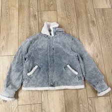 East West Size L Men's Full Zip Corduroy Fleece Lined Coat