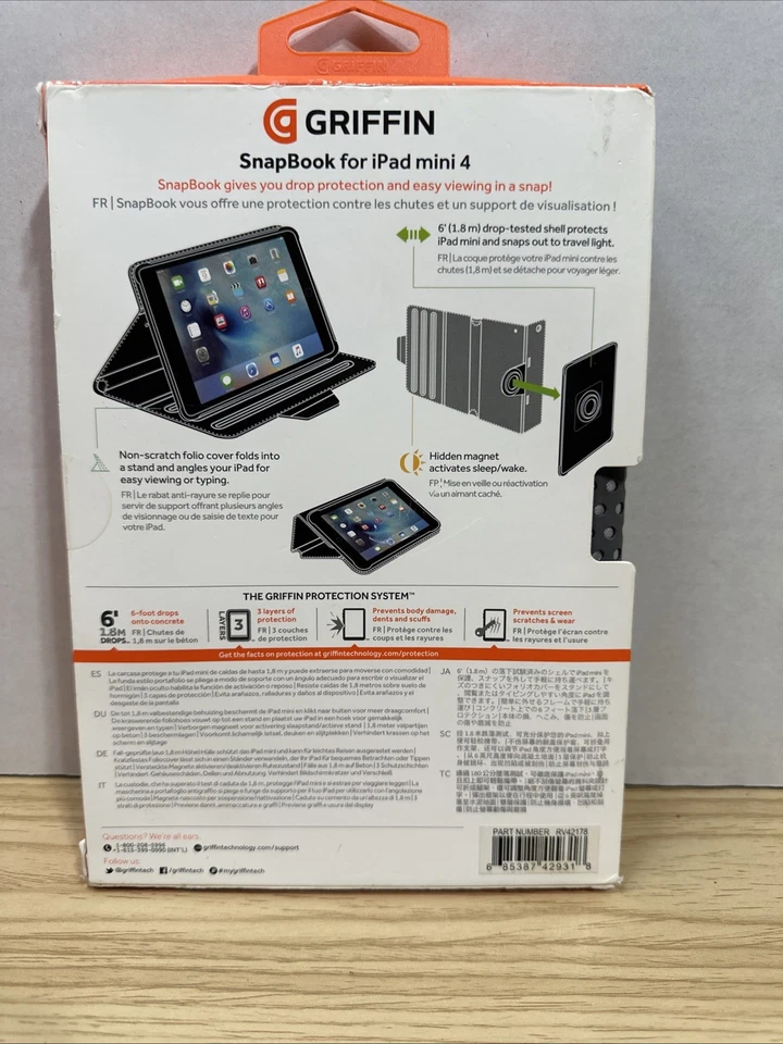 NUEVO Griffin Apple iPad Mini 4 Folio Protector y Carcasa SnapBook Estuche Gris Nuevo en Caja Foto 2 de 4