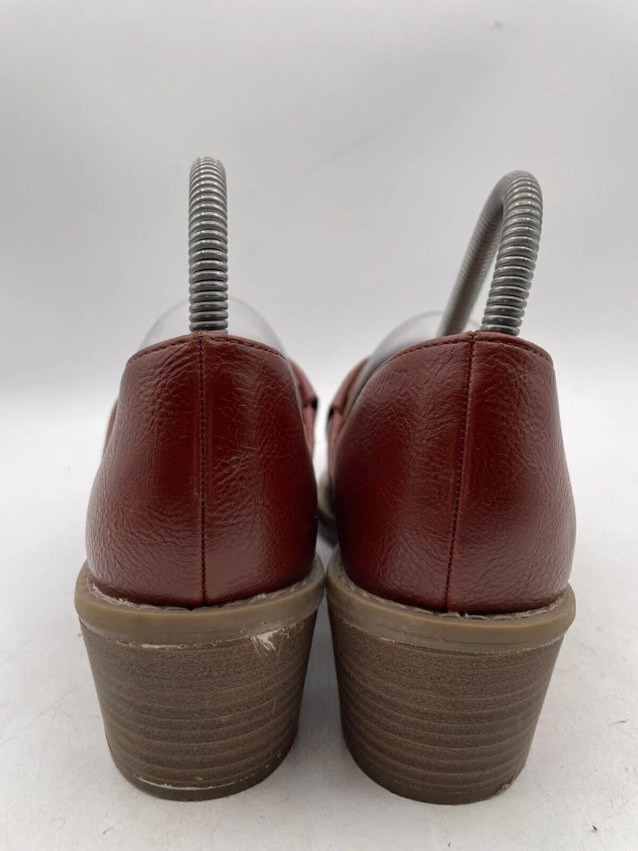 Botín Cynthia Rowley Eddie Dosary para mujer talla 8 rojo cuero tacón bloque punta Foto 3 de 4