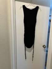 Reformation Black Ruche Knit Mini Dress Size Small Side Tie