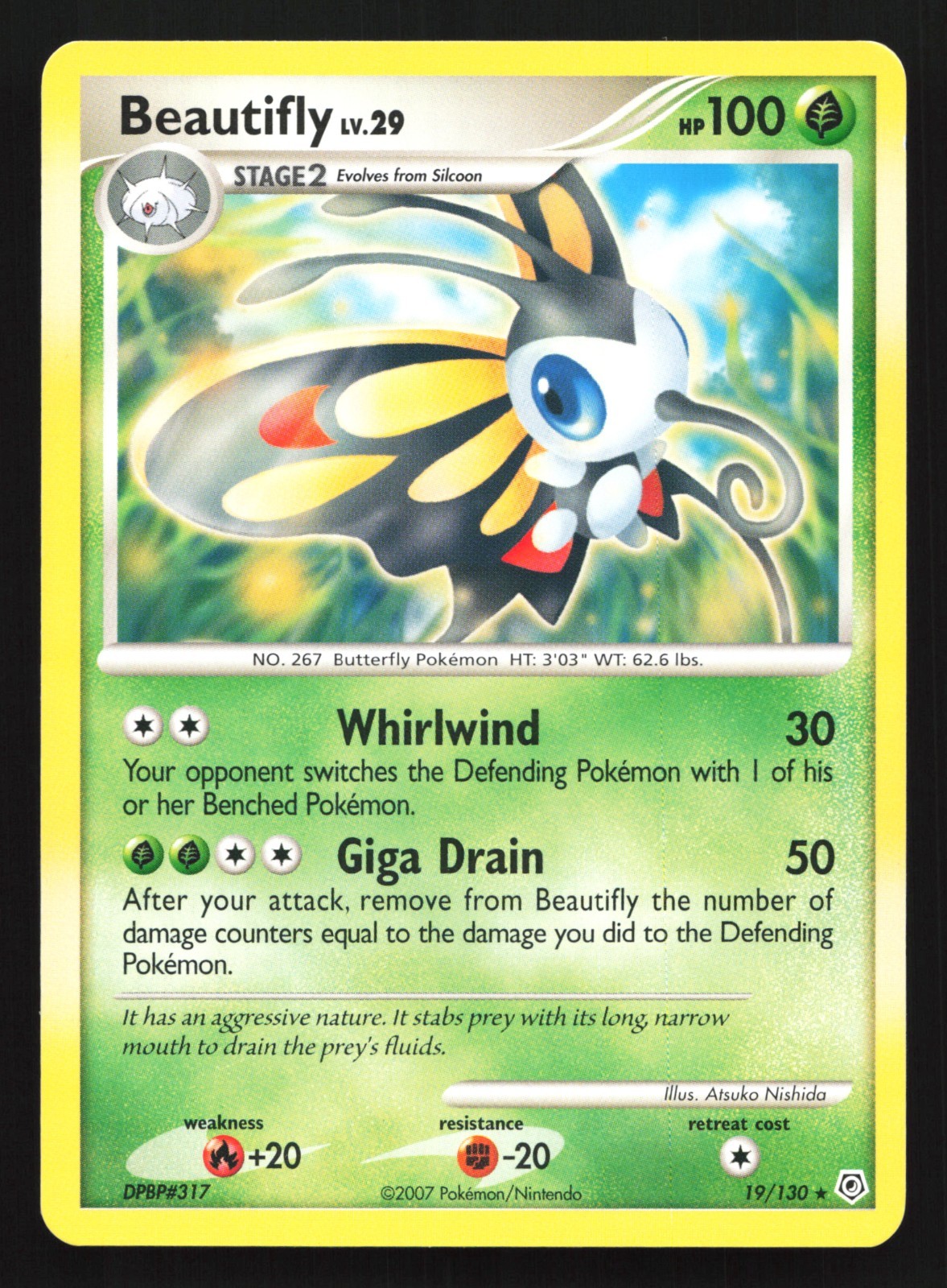 Pokemon Beautifly 19/130 Diamond & Pearl Regular Rare LP