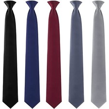 Clip on Ties for Men Solid Color Men's 20 Inch Pretied Uniform Solid Color
