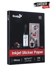 120 Sheets Koala Glossy Sticker Paper 8.5x11 Inkjet Printer Adhesive Photo Paper