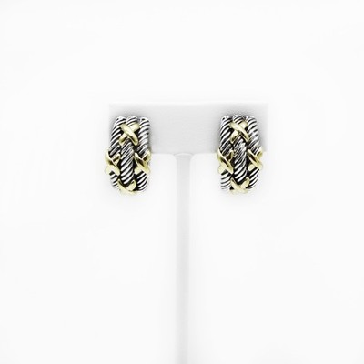 David Yurman Ohrringe 925 Silber 14 Karat Gold X Zopfmuster