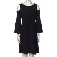 Lauren Ralph Lauren Black Cold Shoulder Bell Sleeve Dress Size 10 Jersey Knit