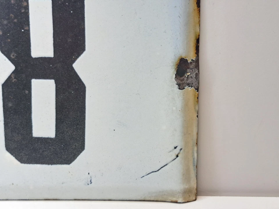 Placa esmaltada metálica vintage número 8 para casa, piso, calle, hecha en la URSS Foto 3 de 4
