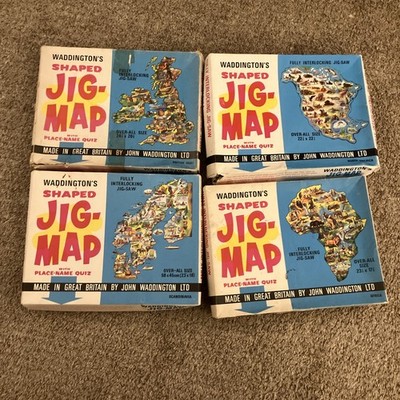 Lot 4 Map Jigsaw Puzzle Waddingtons Britain Africa Scandinavia America Vintage