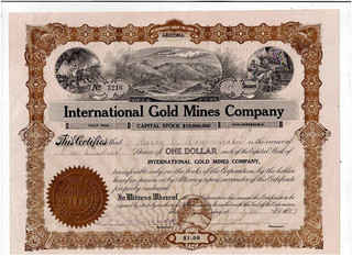 International Gold Mines Co. 1907 Arizona nice rarely offered gold print