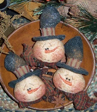 Primitive Snowman Ornies Bowl Fillers Prim Paper Pattern #222