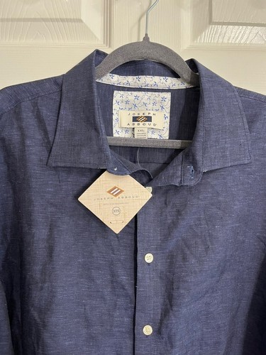 Joseph Abboud Men's Linen Blend Button-Down Shirt - Navy Blue - XXL - NWT