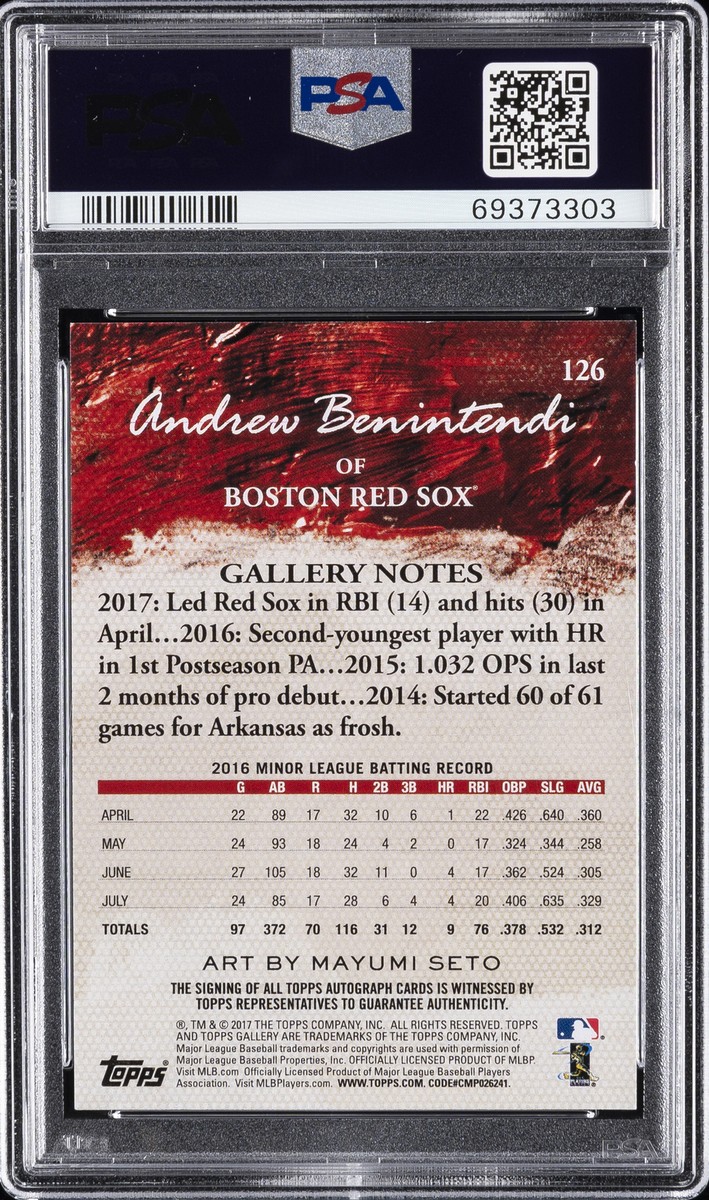 2017 Topps Gallery - Andrew Benintendi #126 Autographs (AU, RC