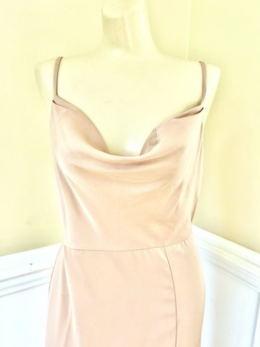 NBD Revolve Lila Gown Sleeveless High Slit Cowl Neck Maxi Dress Beige Small - Picture 4 of 5