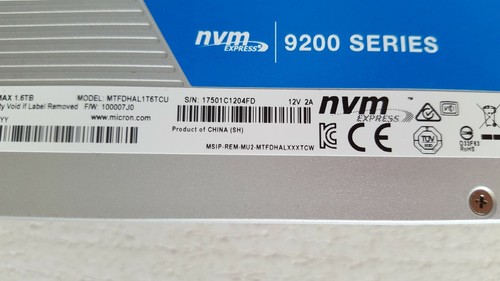 Micron 9200 MAX 1.6TB U.2 PCIe NVMe SSD MTFDHAL1T6TCU-1AR1ZABYY (VJ9H3) - Afbeelding 10 van 10