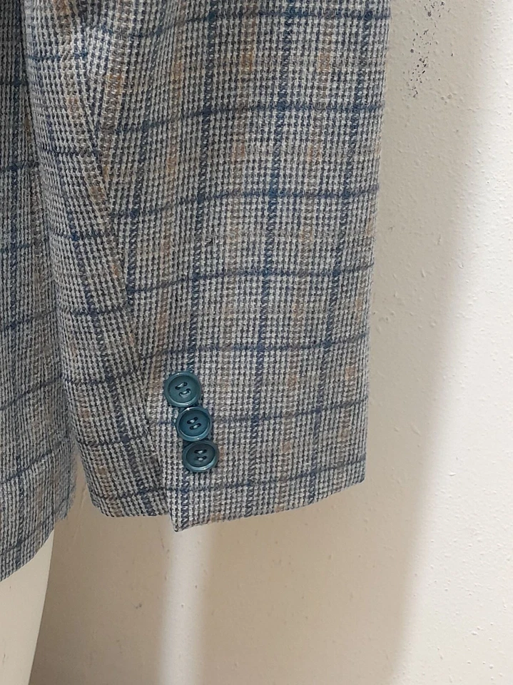 Blazer vintage Pendleton para mujer pequeño 100 % lana a cuadros Preppy Academia azul/gris Foto 4 de 4