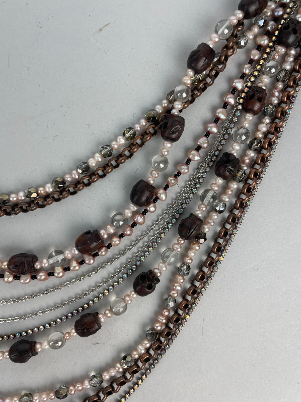 STATEMENT Gothic Skulls Multi Strand Halter Neckl… - image 5