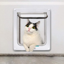 4Way Lockable Security Cat Flap Door Plastic Magnetic Pet Interior Door Pet Gate