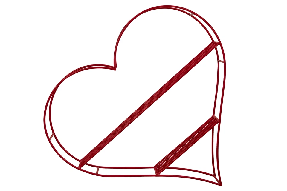 Heart-Shaped Floating Bookshelf – Red Double Tiered Bookcase 24IN X 24IN X 4IN - Image 3 of 4