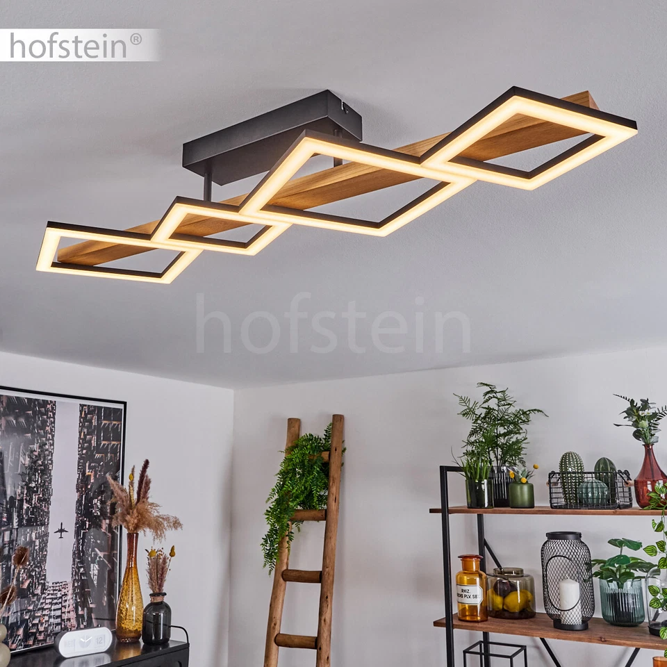 HOFSTEIN Lámpara de techo LED iluminación de pasillo moderno dormitorio salón lámpara madera/negro