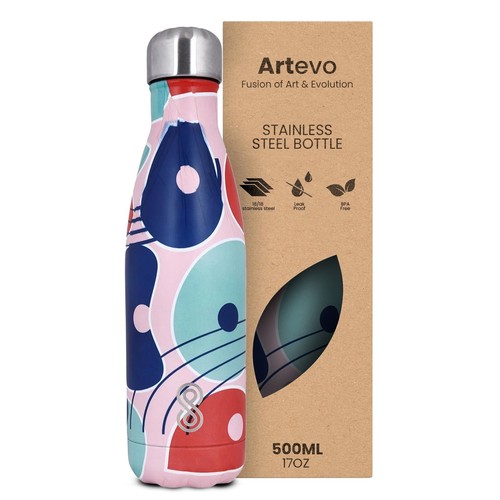Botella de agua de acero inoxidable SINT 17 OZ, doble pared y aislamiento al vacío 500 ml - Imagen 25 de 48