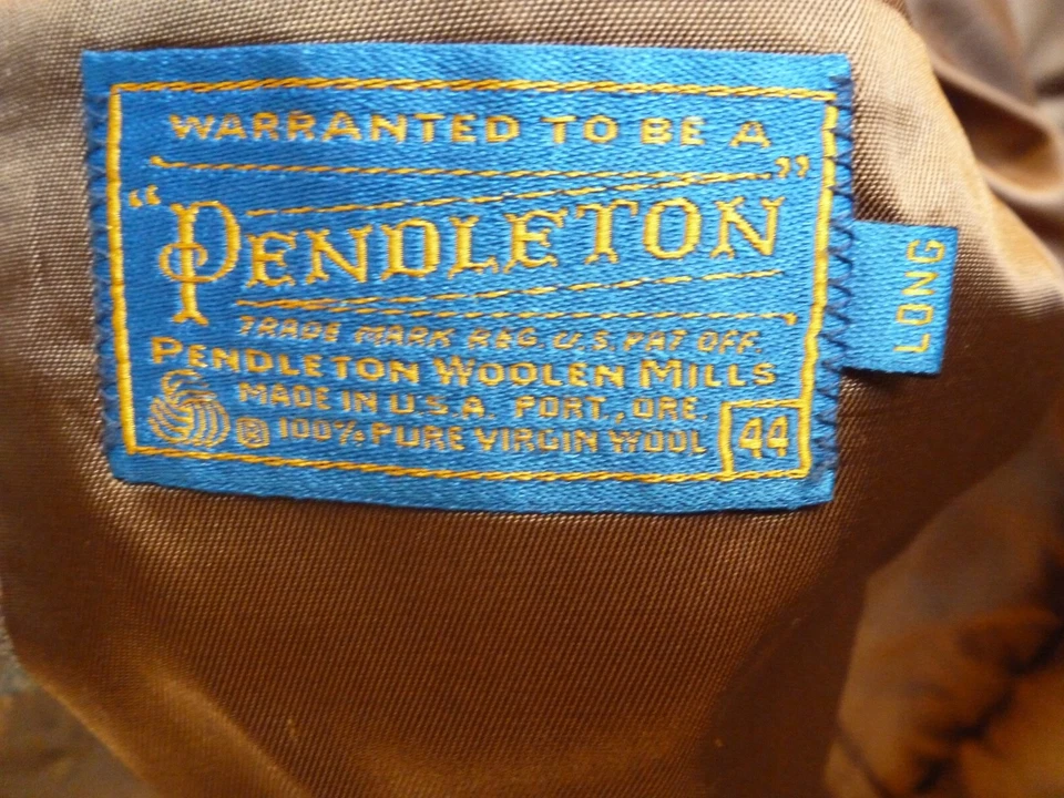 VTG 70s-80's Pendleton Western Sport Coat 44 Long Herringbone Wool Suede Elbows - Image 4 of 4