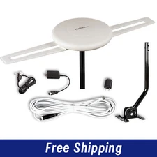 Outdoor Omni-directional Digital Amplified TV Antenna HD VHF 40ft Cable J-Pole