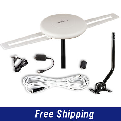 Outdoor Omni-directional Digital Amplified TV Antenna HD VHF 40ft Cable J-Pole