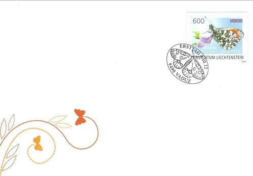 LIECHTENSTEIN 2012 - Schmetterlinge über. FDC, WUNDERSCHÖN