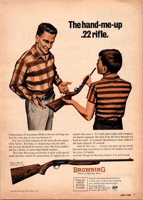 Browning Rifles-The Hand Me Up .22 Rifle-Father And Son-Vintage Print Ad