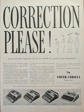 1944 Smith Corona Portable Typewriter, Print Ad.  World War II. Retro Art. thumbnail