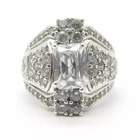 Unique Art Deco 2.2Ct Emerald Cut Lab Created Diamond 925 Silver Engagement Ring