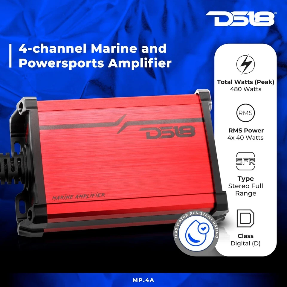 DS18 2x 6.5" Marine Speakers with Amplifier & Audio Receiver - Marine Package - Image 3 of 4