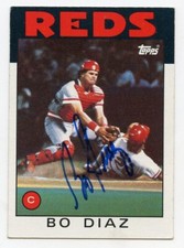 BO DIAZ Signed 1986 Topps #639 Cincinnati Reds  Guaranteed Authentic KOA