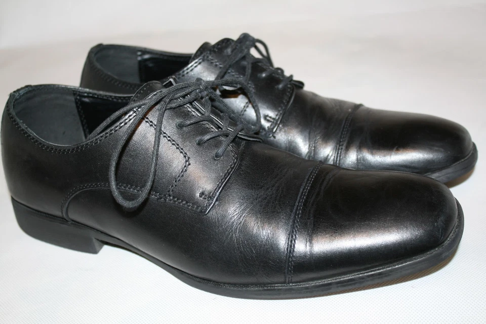 Zapatos de vestir Claiborne de cuero negro con cordones para hombre talla 10 M puntera 014-9131 Foto 2 de 4