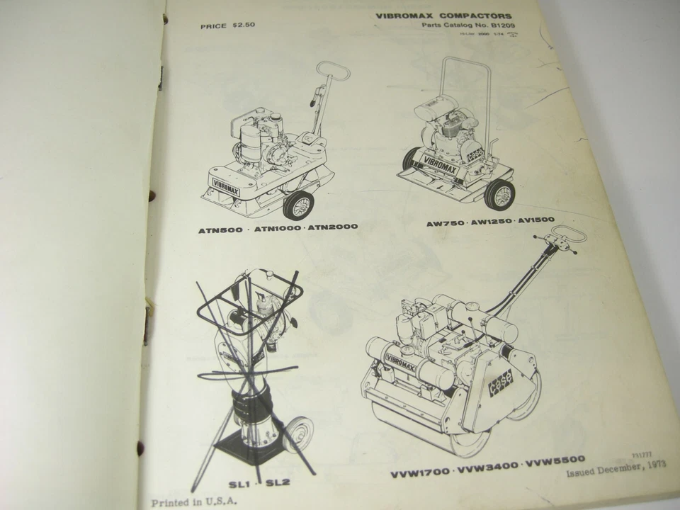 CASE Vibromax Compactor ATN500 ATN1000 2000 AW750 1250 1500 VVW1700 Parts Manual - Image 2 of 4