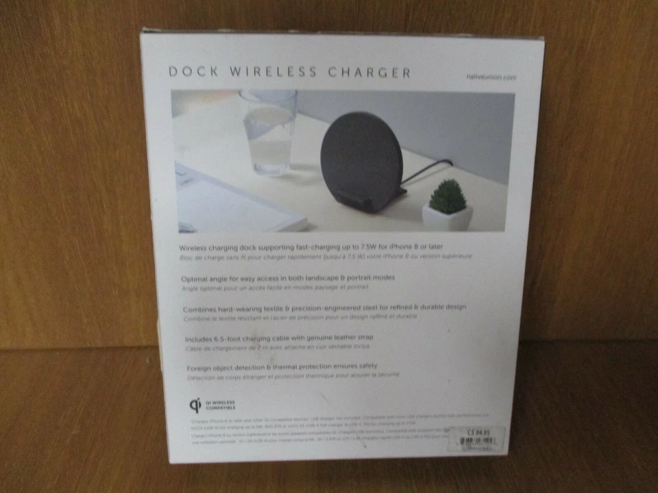 CARGADOR INALÁMBRICO DOCK NATIVE UNION 7,5w GRIS, PARTE #87817219, 100% NUEVO SELLADO Foto 2 de 4
